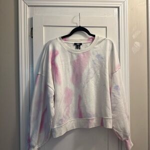 PAIGE White Sweatshirt with Pink & Lavender Tie-Dye